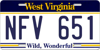 WV license plate NFV651