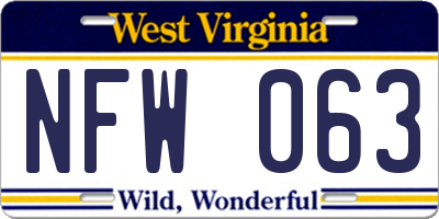 WV license plate NFW063