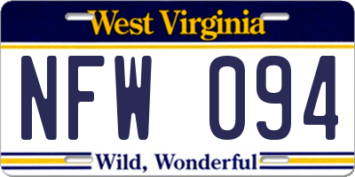 WV license plate NFW094