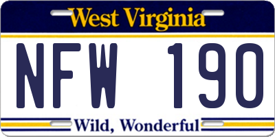 WV license plate NFW190