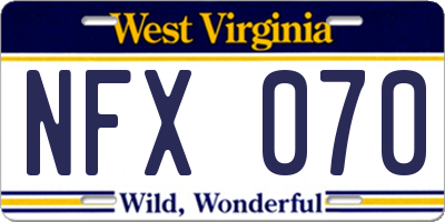 WV license plate NFX070