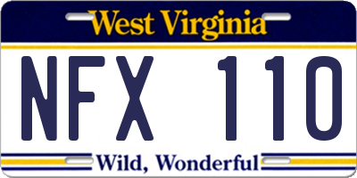 WV license plate NFX110