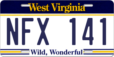 WV license plate NFX141