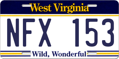 WV license plate NFX153