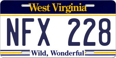 WV license plate NFX228