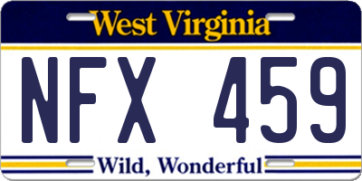 WV license plate NFX459