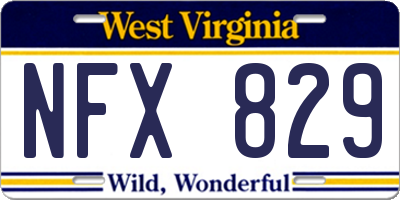 WV license plate NFX829