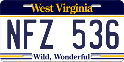WV license plate NFZ536