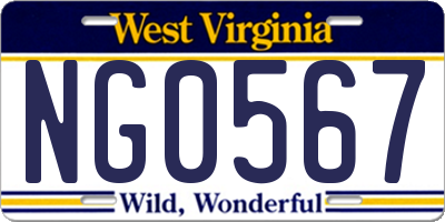 WV license plate NG0567