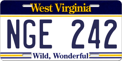 WV license plate NGE242