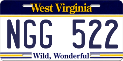 WV license plate NGG522