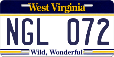 WV license plate NGL072