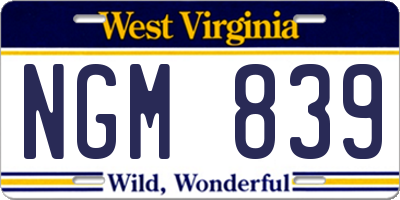WV license plate NGM839