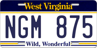 WV license plate NGM875