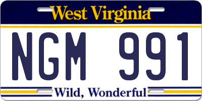 WV license plate NGM991