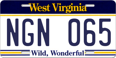 WV license plate NGN065