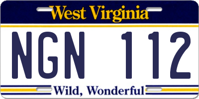 WV license plate NGN112
