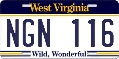 WV license plate NGN116