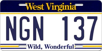 WV license plate NGN137