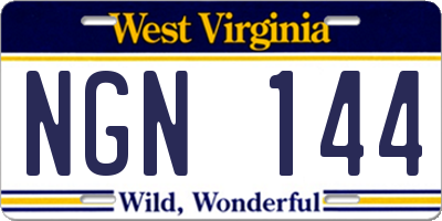 WV license plate NGN144
