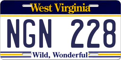 WV license plate NGN228