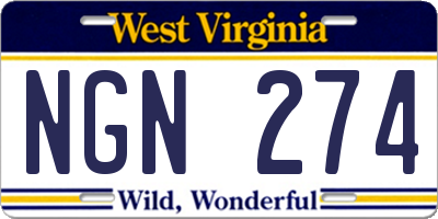 WV license plate NGN274