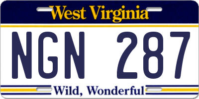 WV license plate NGN287