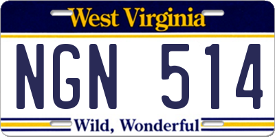 WV license plate NGN514