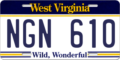 WV license plate NGN610