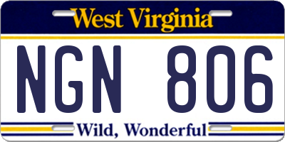 WV license plate NGN806