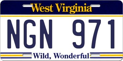 WV license plate NGN971