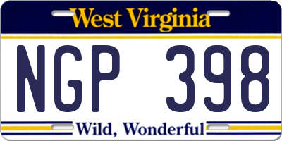 WV license plate NGP398