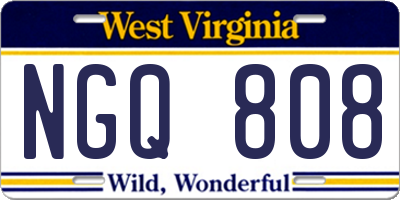 WV license plate NGQ808