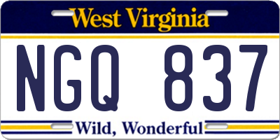 WV license plate NGQ837