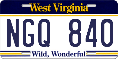 WV license plate NGQ840