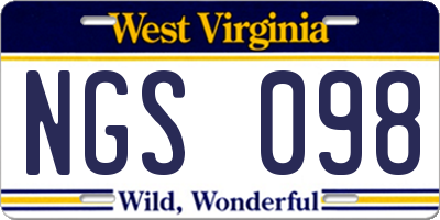 WV license plate NGS098