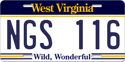 WV license plate NGS116