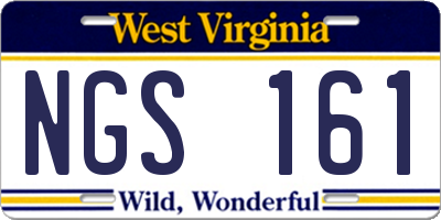 WV license plate NGS161