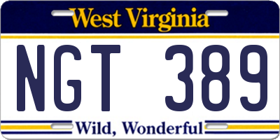 WV license plate NGT389