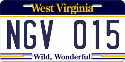WV license plate NGV015