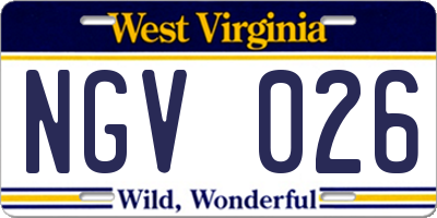 WV license plate NGV026