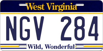 WV license plate NGV284