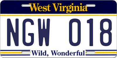 WV license plate NGW018