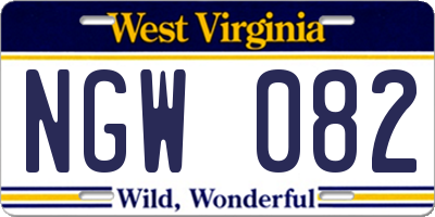 WV license plate NGW082