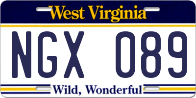WV license plate NGX089