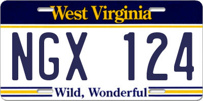 WV license plate NGX124