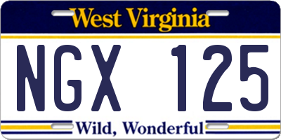 WV license plate NGX125