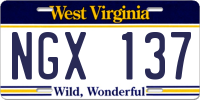 WV license plate NGX137