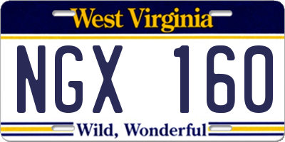WV license plate NGX160