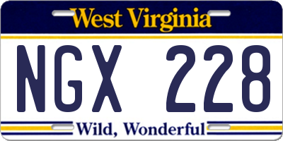 WV license plate NGX228